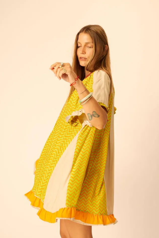 Dresses Shop Natalie Martin MARINA DRESS Block Zigzag Tangerine