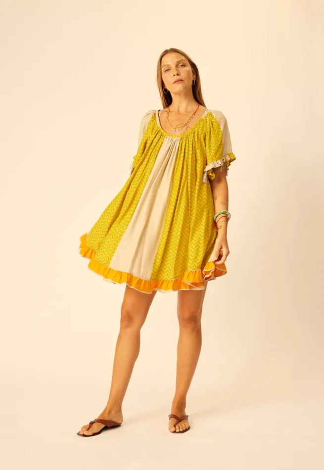 Dresses Shop Natalie Martin MARINA DRESS Block Zigzag Tangerine