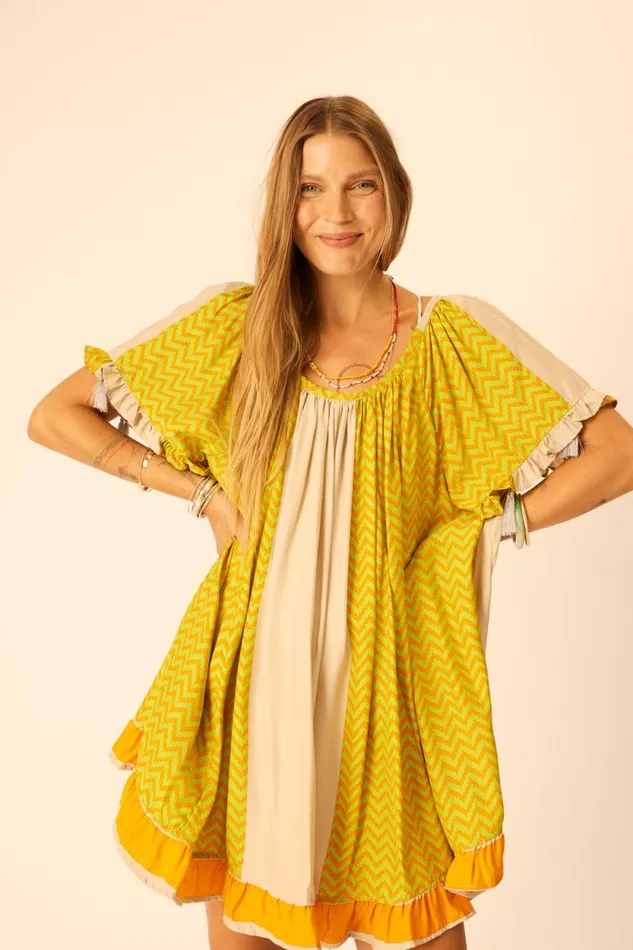 Dresses Shop Natalie Martin MARINA DRESS Block Zigzag Tangerine