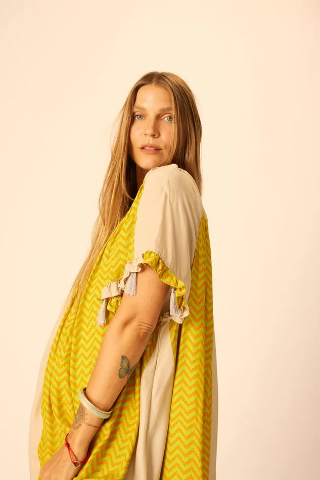 Dresses Shop Natalie Martin MARINA DRESS Block Zigzag Tangerine