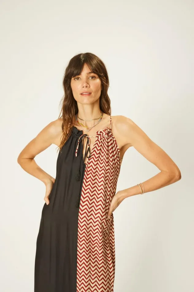 Dresses Shop Natalie Martin MARLIEN DRESS Block Zigzag Noire