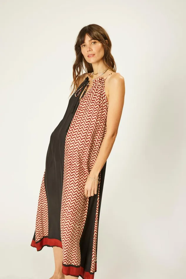 Dresses Shop Natalie Martin MARLIEN DRESS Block Zigzag Noire