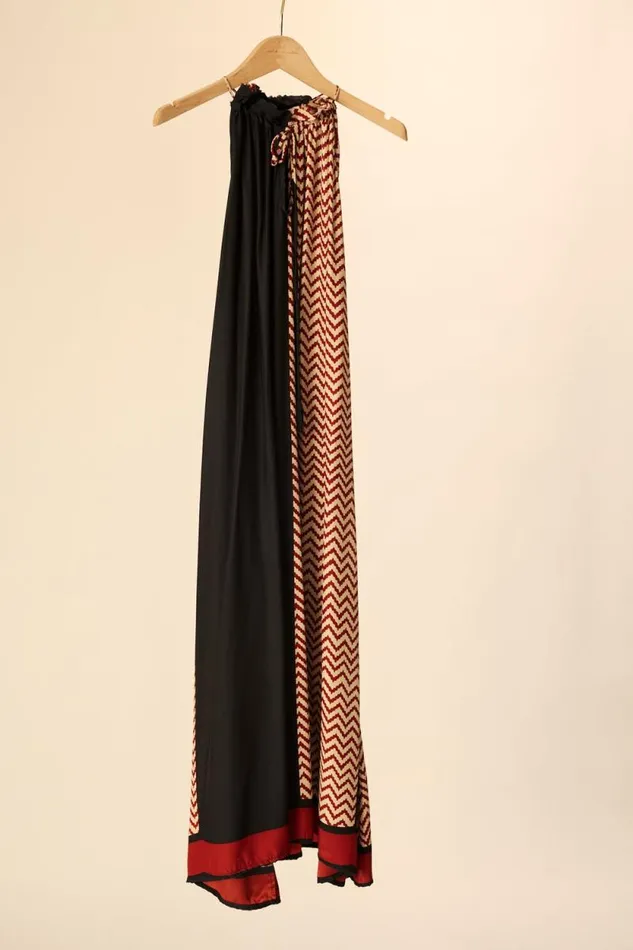 Dresses Shop Natalie Martin MARLIEN DRESS Block Zigzag Noire