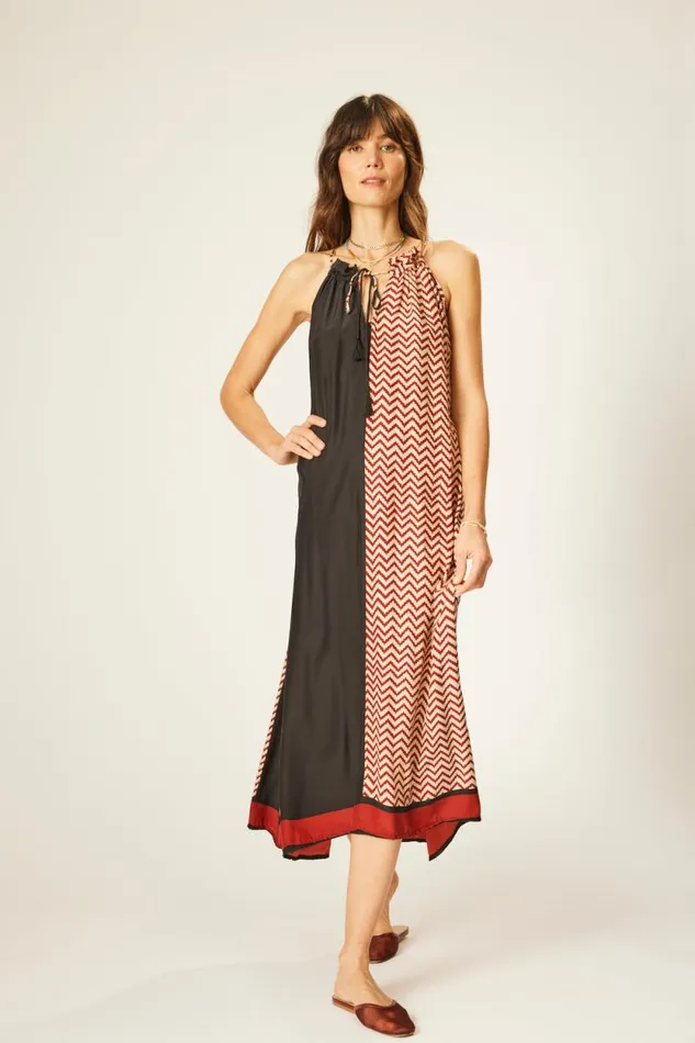 Dresses Shop Natalie Martin MARLIEN DRESS Block Zigzag Noire