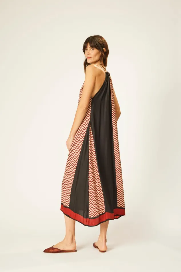 Dresses Shop Natalie Martin MARLIEN DRESS Block Zigzag Noire