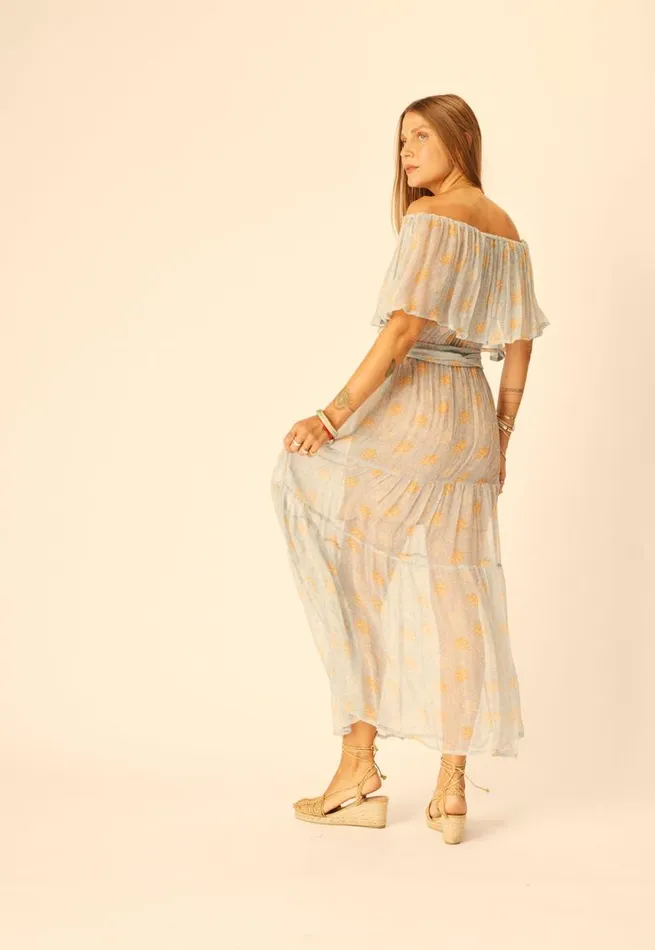 Dresses Shop Natalie Martin NAOMI DRESS WITH SASH Snowflake Tangerine