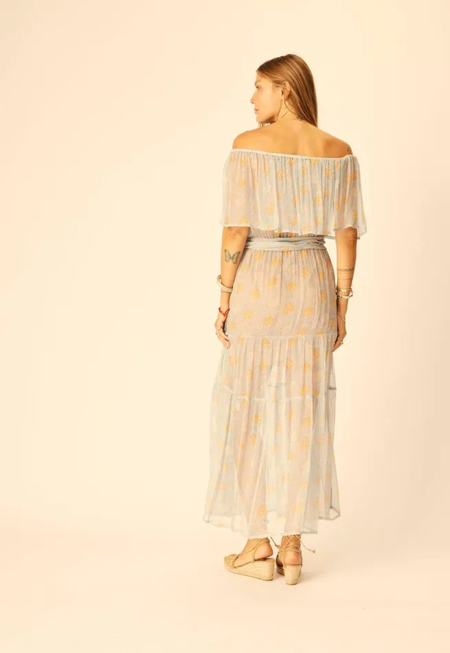Dresses Shop Natalie Martin NAOMI DRESS WITH SASH Snowflake Tangerine