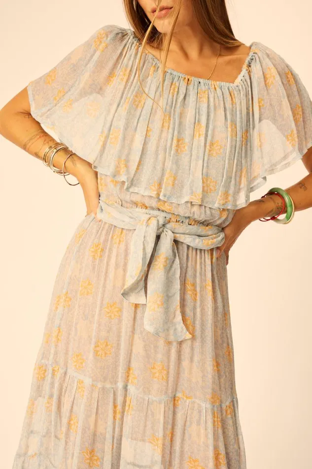 Dresses Shop Natalie Martin NAOMI DRESS WITH SASH Snowflake Tangerine