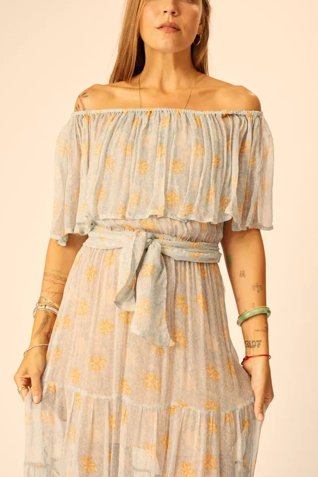 Dresses Shop Natalie Martin NAOMI DRESS WITH SASH Snowflake Tangerine