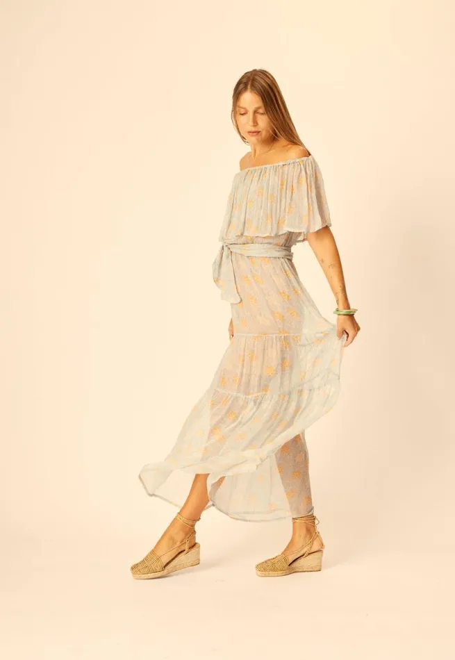 Dresses Shop Natalie Martin NAOMI DRESS WITH SASH Snowflake Tangerine