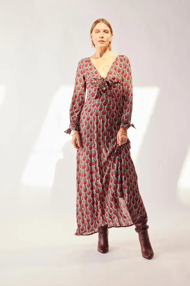 Dresses Shop Natalie Martin REESE DRESS Tulip Print Venetian Red