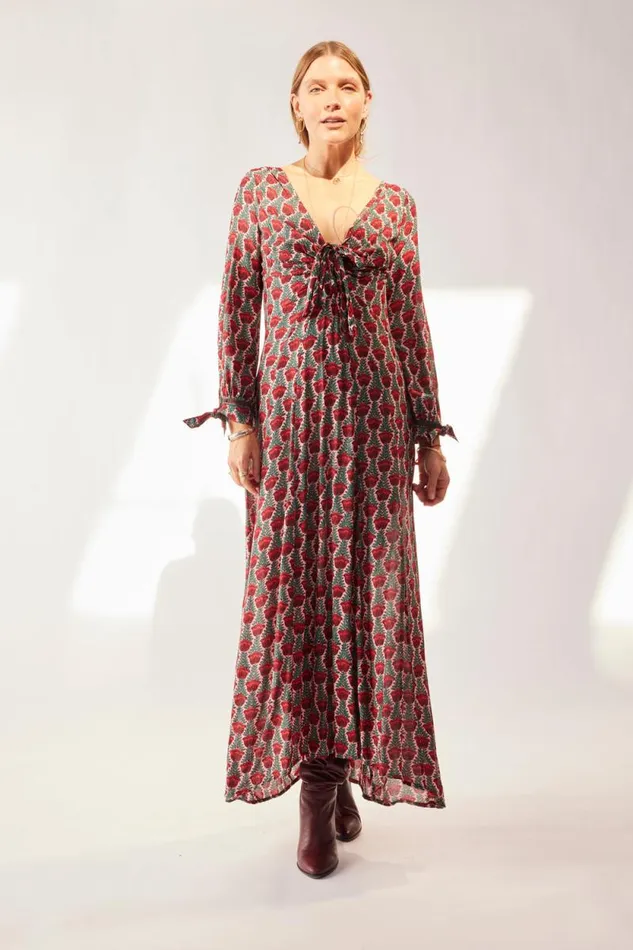 Dresses Shop Natalie Martin REESE DRESS Tulip Print Venetian Red