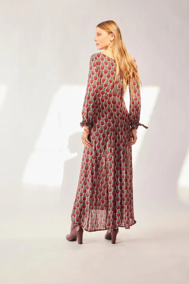 Dresses Shop Natalie Martin REESE DRESS Tulip Print Venetian Red