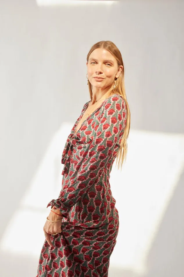 Dresses Shop Natalie Martin REESE DRESS Tulip Print Venetian Red