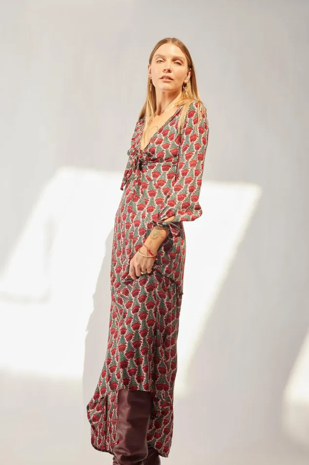Dresses Shop Natalie Martin REESE DRESS Tulip Print Venetian Red
