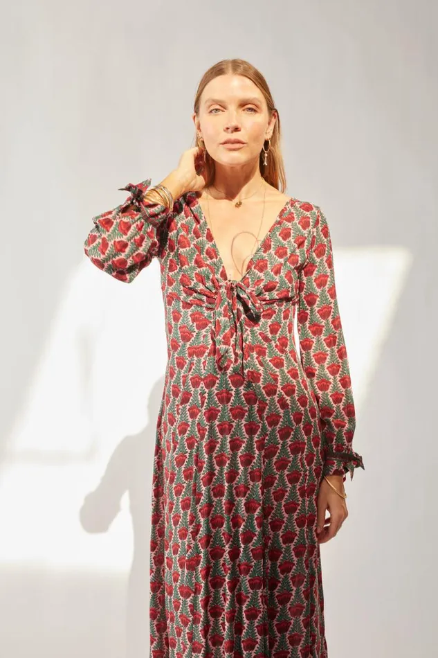 Dresses Shop Natalie Martin REESE DRESS Tulip Print Venetian Red