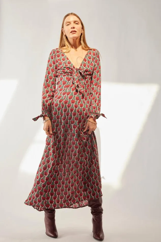 Dresses Shop Natalie Martin REESE DRESS Tulip Print Venetian Red