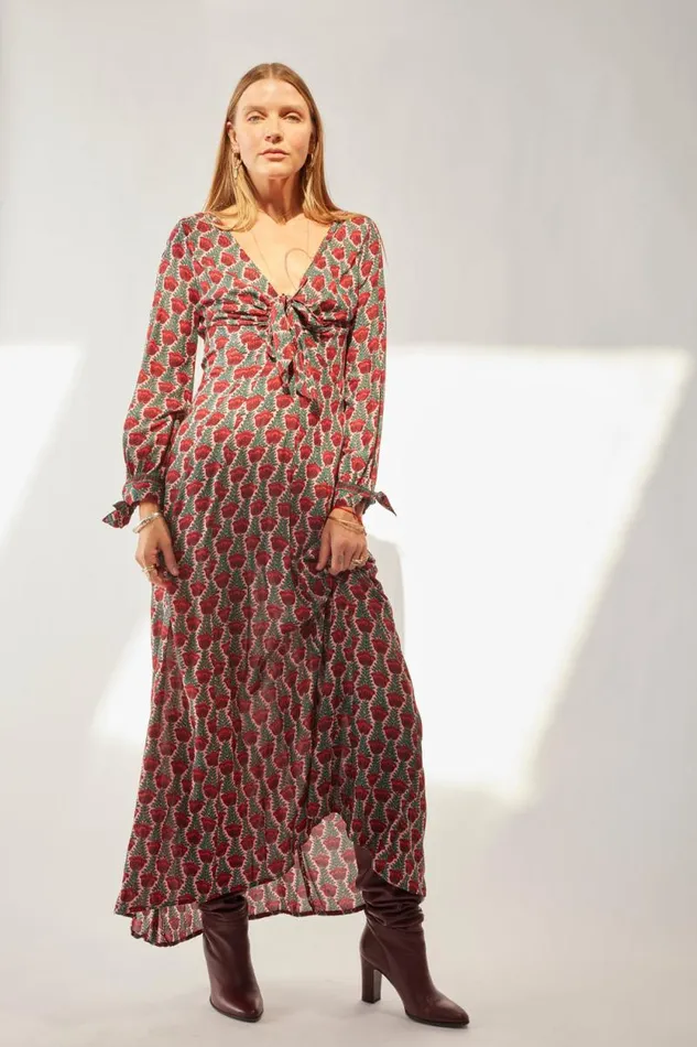 Dresses Shop Natalie Martin REESE DRESS Tulip Print Venetian Red