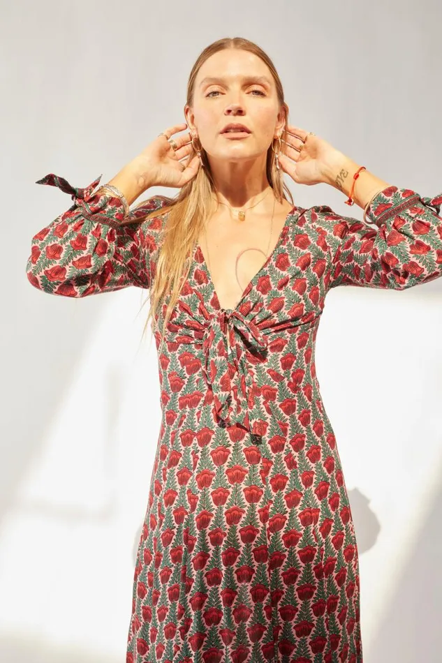 Dresses Shop Natalie Martin REESE DRESS Tulip Print Venetian Red