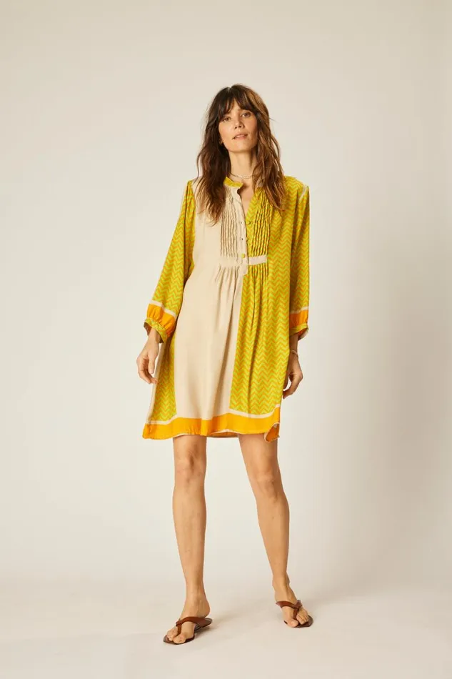Dresses Shop Natalie Martin SAMMIE SHORT DRESS Block Zigzag Tangerine
