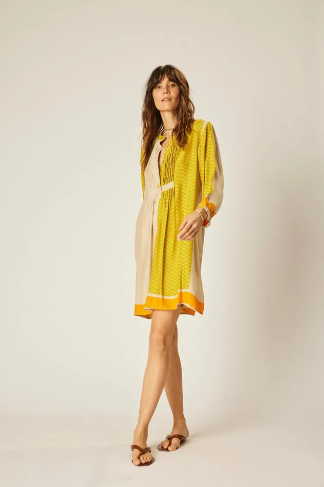 Dresses Shop Natalie Martin SAMMIE SHORT DRESS Block Zigzag Tangerine