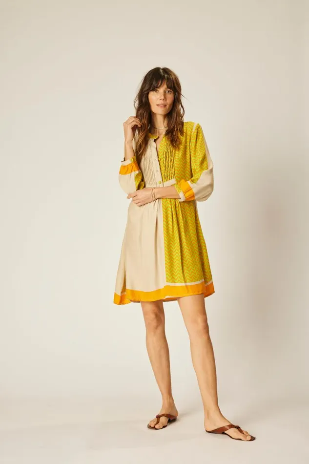 Dresses Shop Natalie Martin SAMMIE SHORT DRESS Block Zigzag Tangerine