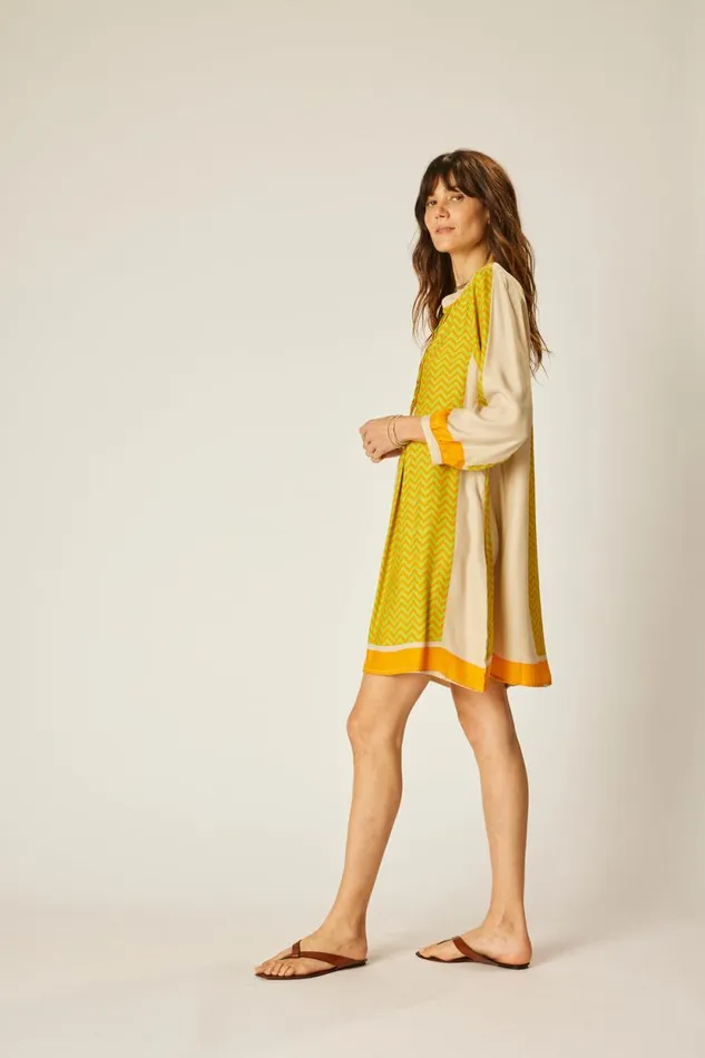 Dresses Shop Natalie Martin SAMMIE SHORT DRESS Block Zigzag Tangerine