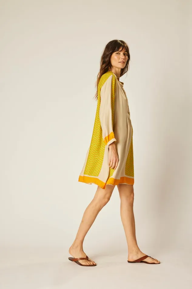 Dresses Shop Natalie Martin SAMMIE SHORT DRESS Block Zigzag Tangerine