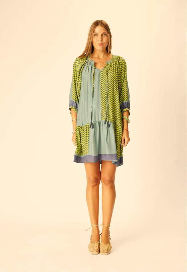 Dresses Shop Natalie Martin STEVIE DRESS Block Zigzag Lime