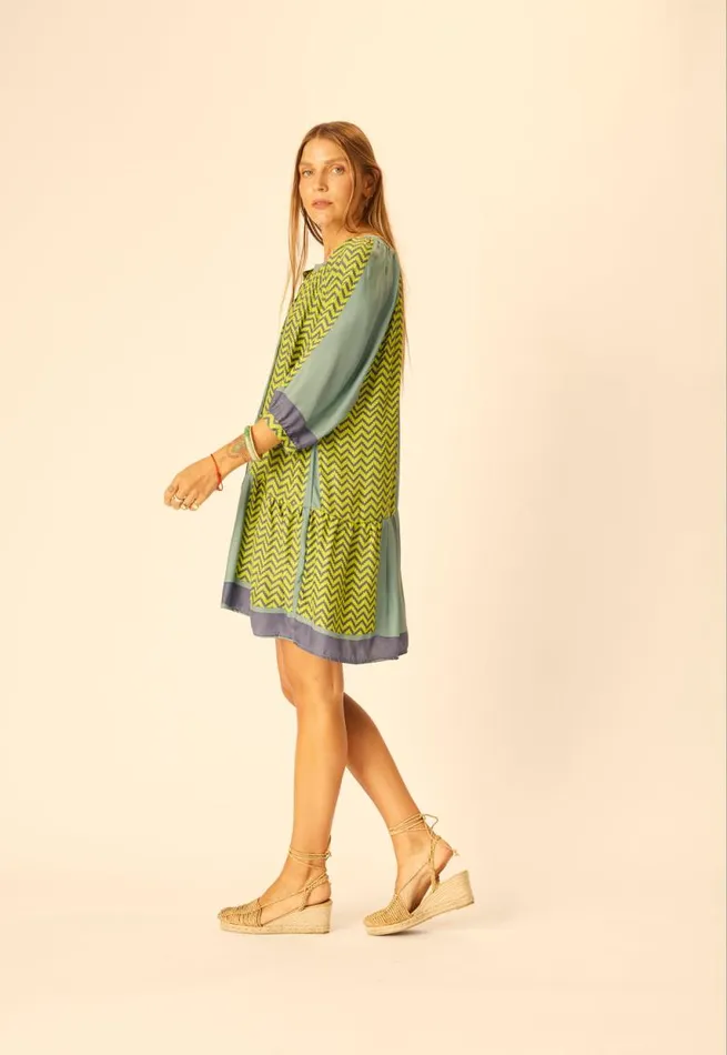 Dresses Shop Natalie Martin STEVIE DRESS Block Zigzag Lime