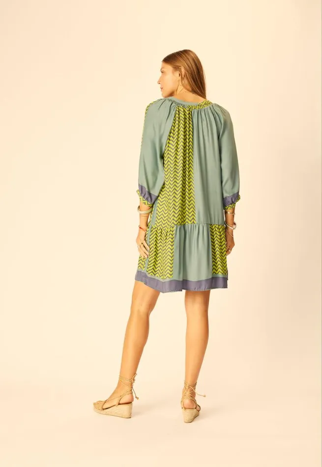 Dresses Shop Natalie Martin STEVIE DRESS Block Zigzag Lime