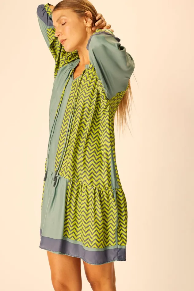 Dresses Shop Natalie Martin STEVIE DRESS Block Zigzag Lime