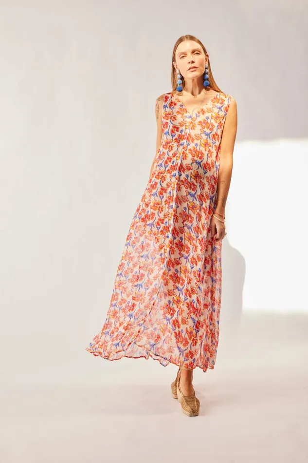 Dresses Shop Natalie Martin TOVA MAXI Chiffon Watercolor Clemen