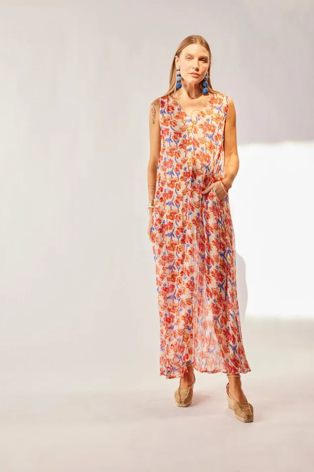 Dresses Shop Natalie Martin TOVA MAXI Chiffon Watercolor Clemen