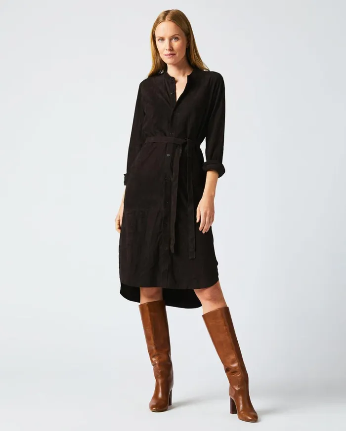 Dresses Women Billy Reid Suede Shirttail Dress Coffee Bean