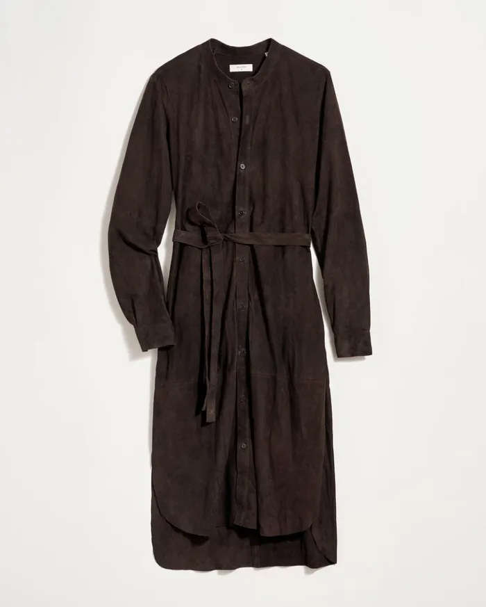 Dresses Women Billy Reid Suede Shirttail Dress Coffee Bean