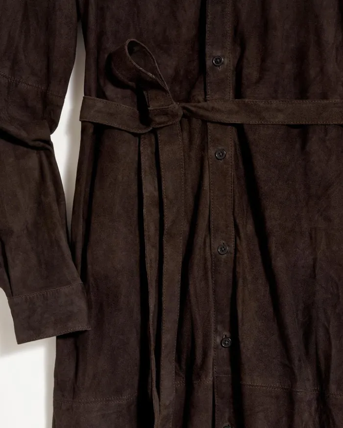 Dresses Women Billy Reid Suede Shirttail Dress Coffee Bean