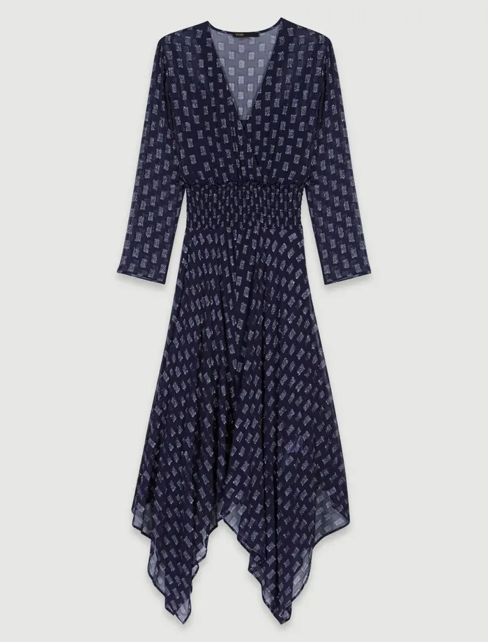 Dresses Women Maje Asymmetrical Floral Maxi Dress Navy