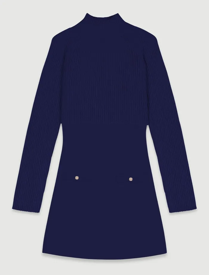 Dresses Women Maje Knit 2In1 Short Dress Navy