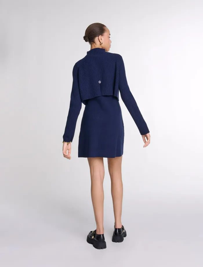 Dresses Women Maje Knit 2In1 Short Dress Navy