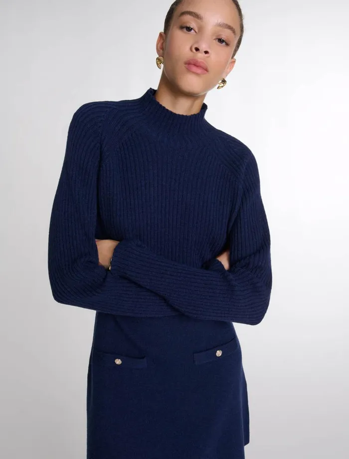 Dresses Women Maje Knit 2In1 Short Dress Navy