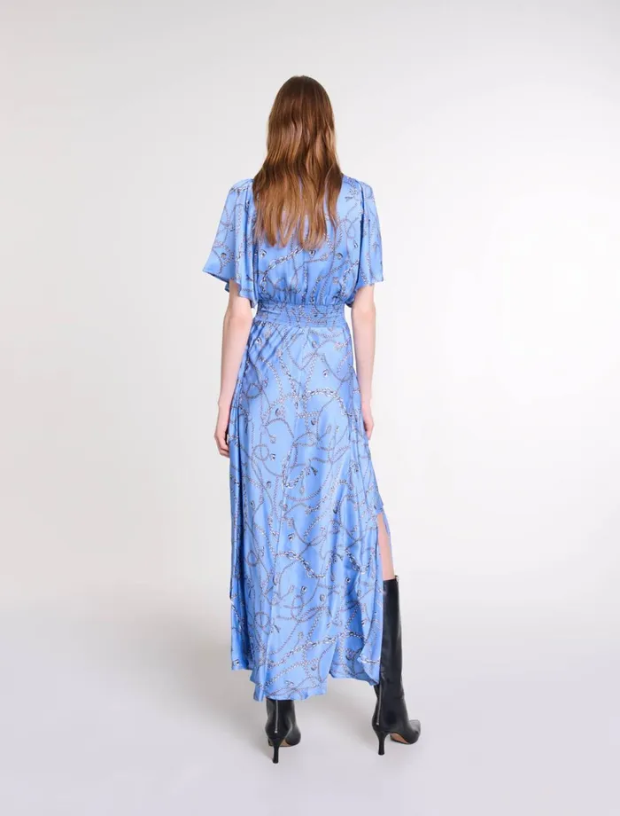 Dresses Women Maje Patterned Maxi Dress Blue Chains Print