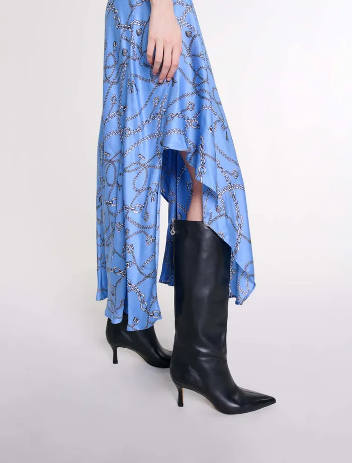 Dresses Women Maje Patterned Maxi Dress Blue Chains Print