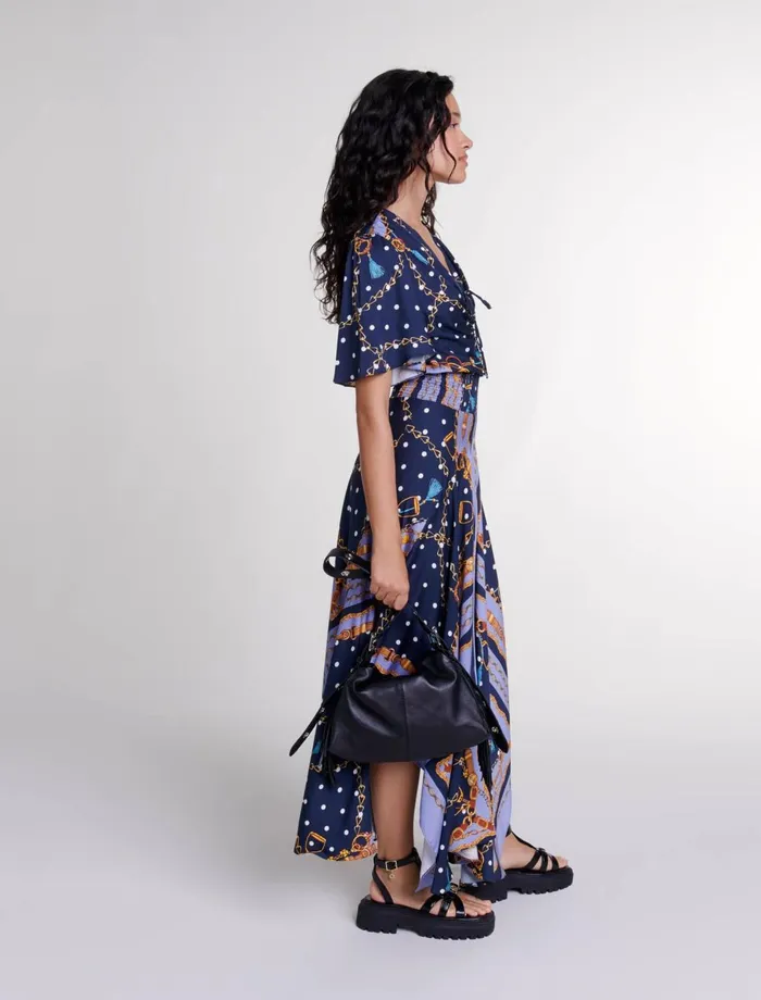 Dresses Women Maje SatinLook Patterned Maxi Dress Chain Scarf Print