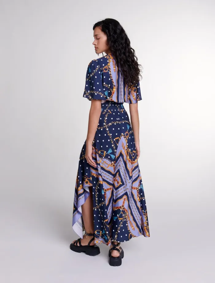 Dresses Women Maje SatinLook Patterned Maxi Dress Chain Scarf Print