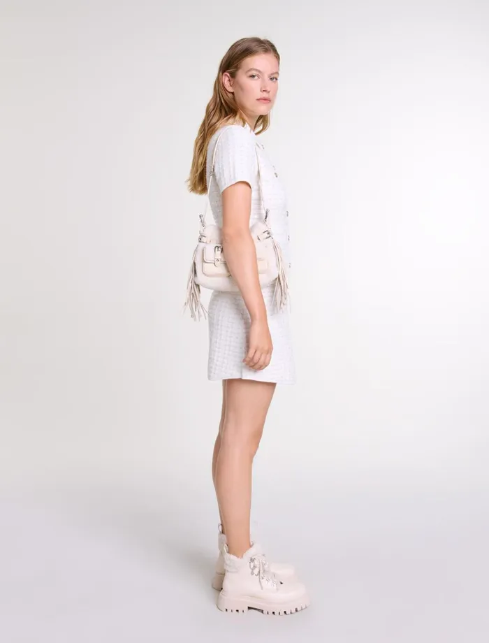Dresses Women Maje Sequin Knit Short Dress Off White