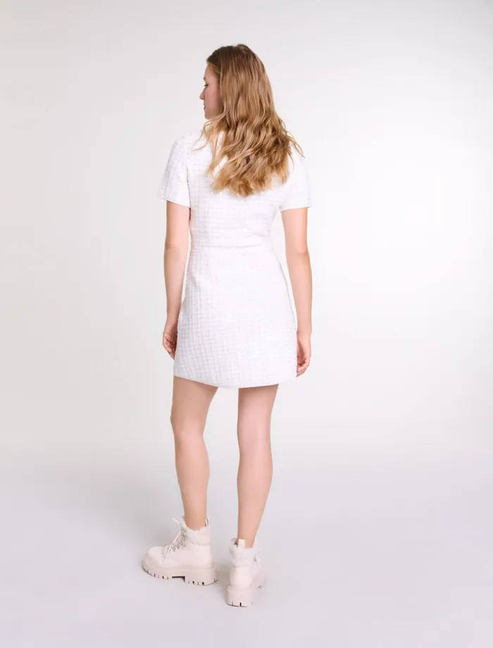 Dresses Women Maje Sequin Knit Short Dress Off White