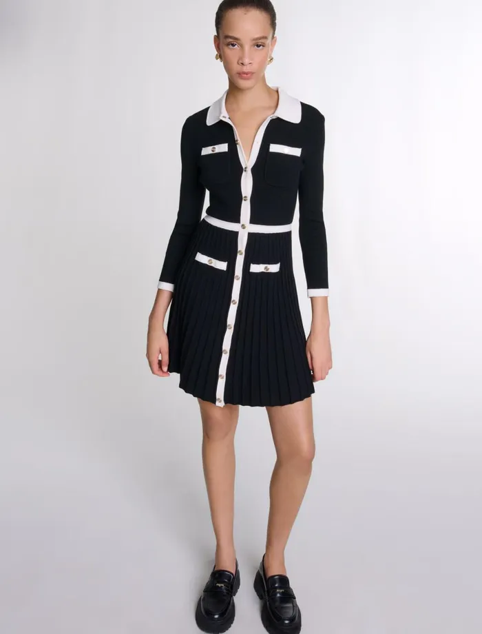Dresses Women Maje Short Knit Dress Blackwhite
