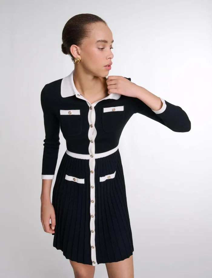 Dresses Women Maje Short Knit Dress Blackwhite