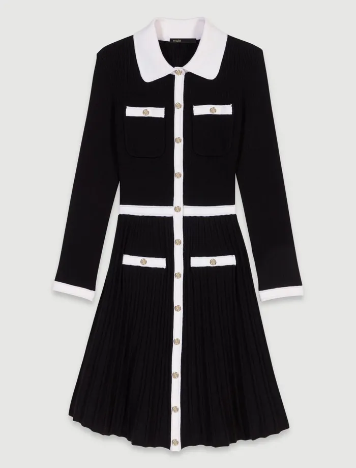Dresses Women Maje Short Knit Dress Blackwhite